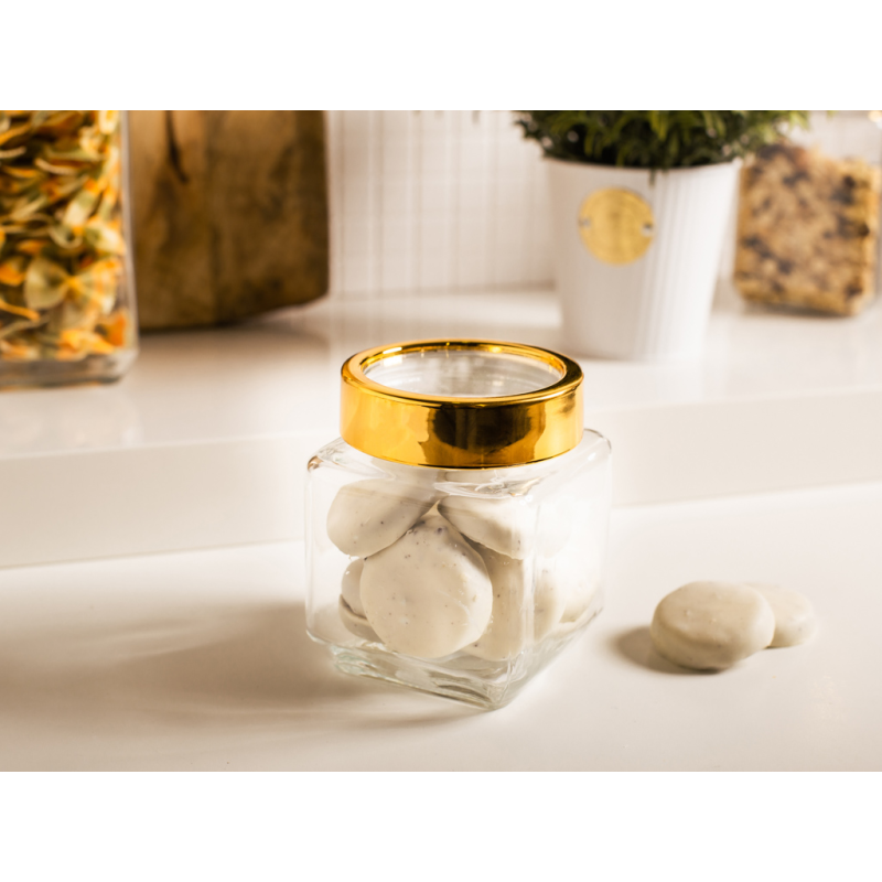 Altom Design kvadratna staklena posuda sa zlatnim poklopcem 500ml 0203018308