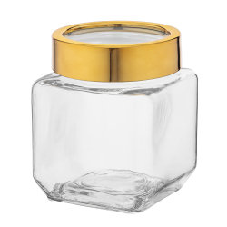 Altom Design kvadratna staklena posuda sa zlatnim poklopcem 500ml 0203018308