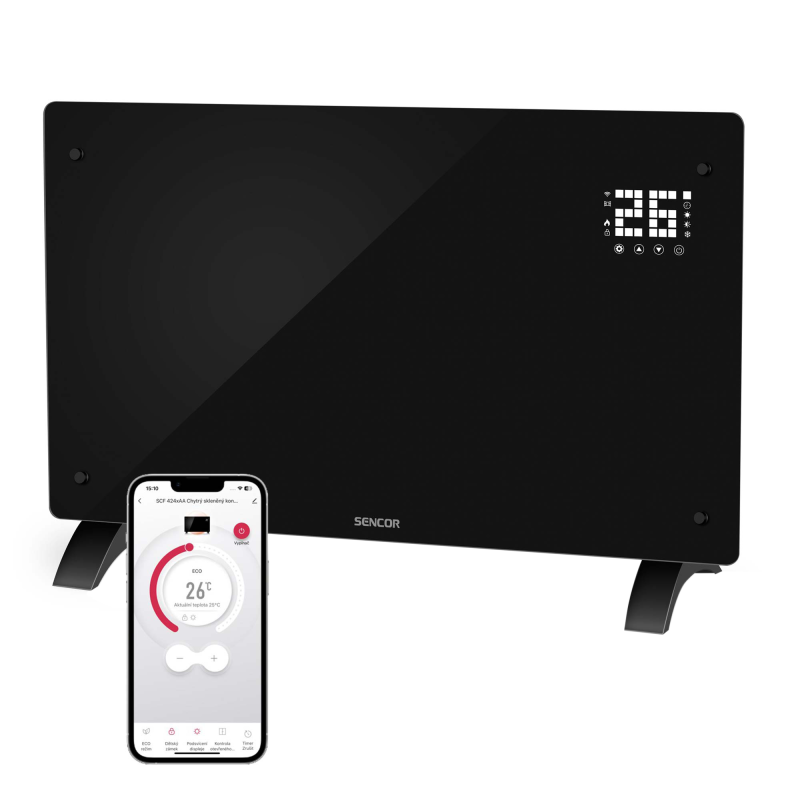 Sencor Wi-Fi Smart staklena konvektorska grijalica SCF 4241BK excetra