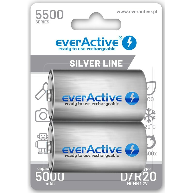 EverActive D R20 NiMH 5500m Silver B2 excetra web shop