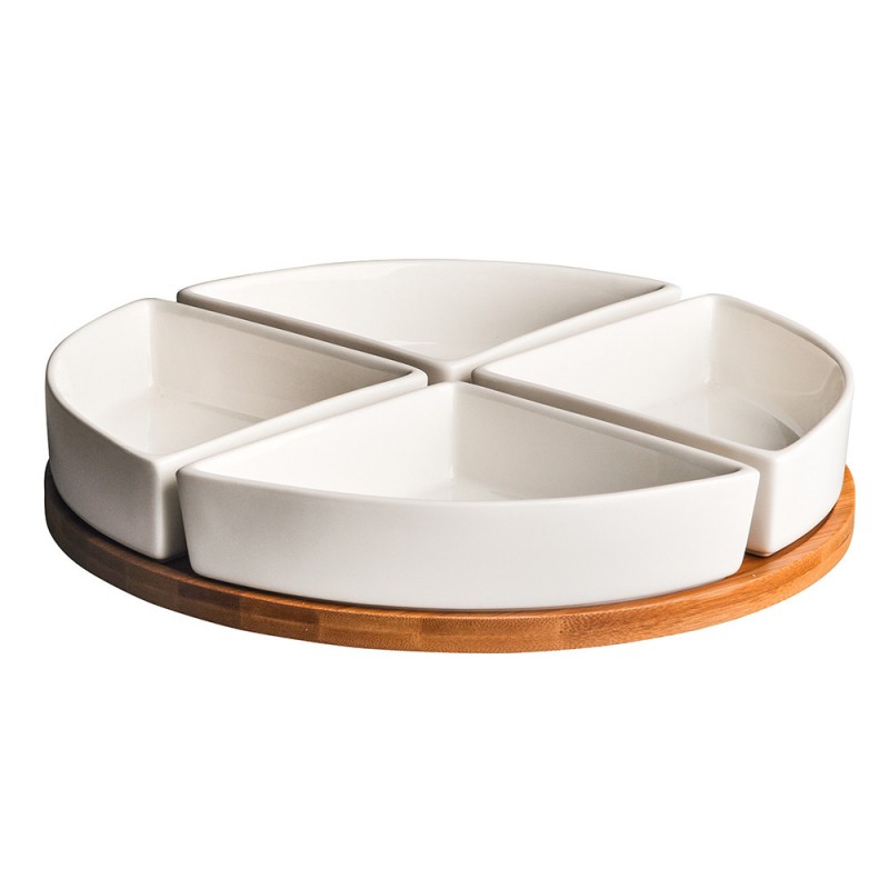 Altom Design set od 4 posude na podlozi od bambusa, okrugli 25,5 cm
